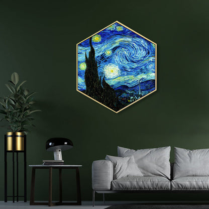 Vivolux | Blaue Sternenklare Nacht Himmel Leinwand Texturiertes Impressionismus Jungen Schlafzimmer Wanddekoration, Mehrere Größen
