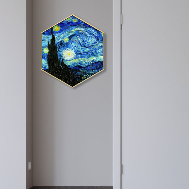 Vivolux | Blaue Sternenklare Nacht Himmel Leinwand Texturiertes Impressionismus Jungen Schlafzimmer Wanddekoration, Mehrere Größen