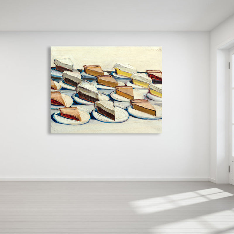 Vivolux | Texturiertes Leckeres Kuchenstück Eingewickelte Leinwand Pop Art Stil Wanddeko für das Mädchenzimmer