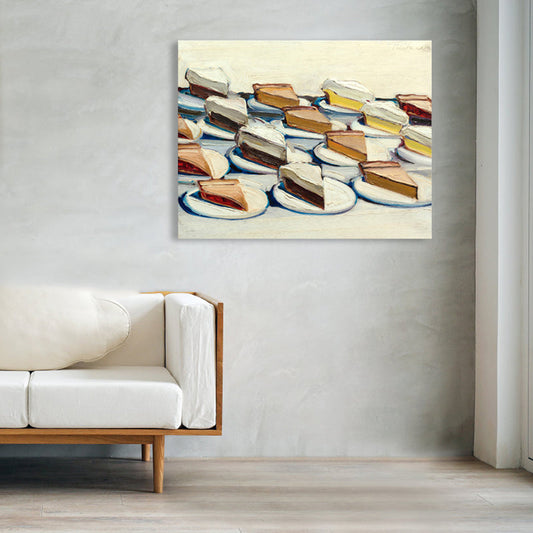 Vivolux | Texturiertes Leckeres Kuchenstück Eingewickelte Leinwand Pop Art Stil Wanddeko für das Mädchenzimmer
