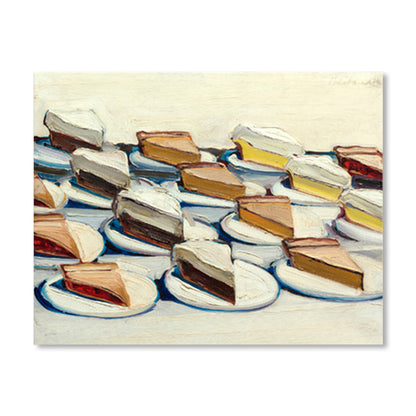 Vivolux | Texturiertes Leckeres Kuchenstück Eingewickelte Leinwand Pop Art Stil Wanddeko für das Mädchenzimmer