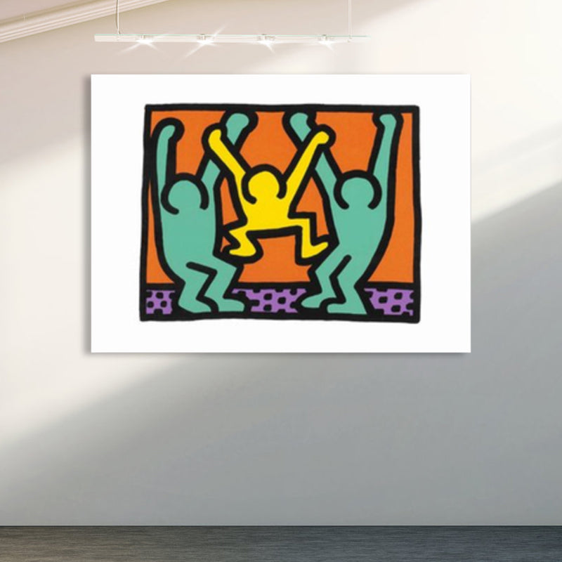 Vivolux | Illustriertes abstraktes Figuren-Canvas in hellen Farben Pop Art Wanddekoration für das Wohnzimmer