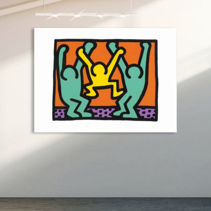 Vivolux | Illustriertes abstraktes Figuren-Canvas in hellen Farben Pop Art Wanddekoration für das Wohnzimmer