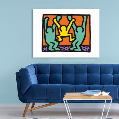 Vivolux | Illustriertes abstraktes Figuren-Canvas in hellen Farben Pop Art Wanddekoration für das Wohnzimmer