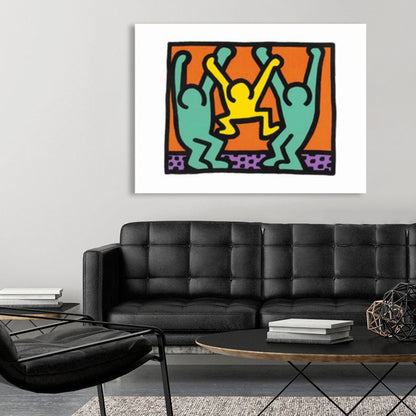 Vivolux | Illustriertes abstraktes Figuren-Canvas in hellen Farben Pop Art Wanddekoration für das Wohnzimmer