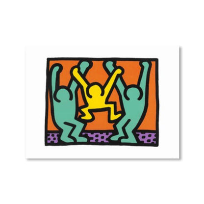 Vivolux | Illustriertes abstraktes Figuren-Canvas in hellen Farben Pop Art Wanddekoration für das Wohnzimmer