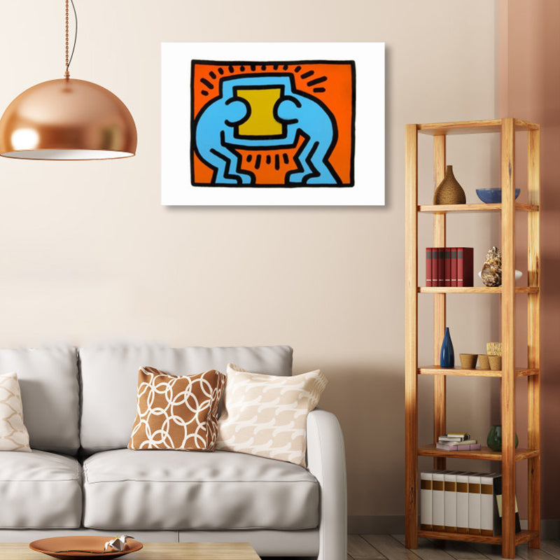 Vivolux | Illustriertes abstraktes Figuren-Canvas in hellen Farben Pop Art Wanddekoration für das Wohnzimmer