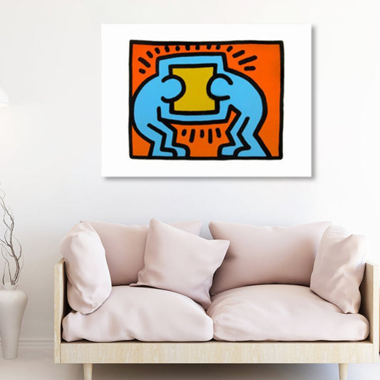 Vivolux | Illustriertes abstraktes Figuren-Canvas in hellen Farben Pop Art Wanddekoration für das Wohnzimmer