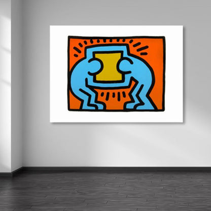 Vivolux | Illustriertes abstraktes Figuren-Canvas in hellen Farben Pop Art Wanddekoration für das Wohnzimmer