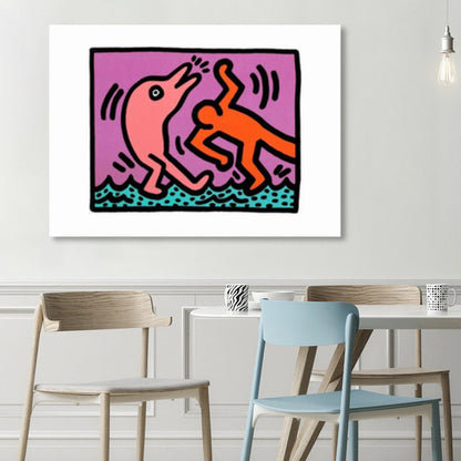 Vivolux | Illustriertes abstraktes Figuren-Canvas in hellen Farben Pop Art Wanddekoration für das Wohnzimmer