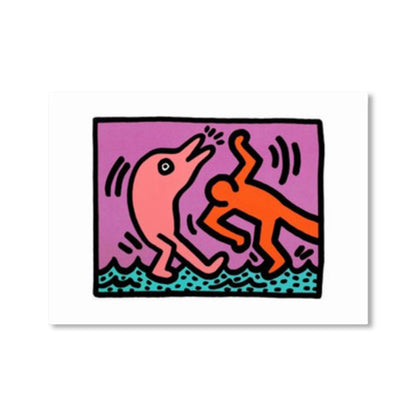 Vivolux | Illustriertes abstraktes Figuren-Canvas in hellen Farben Pop Art Wanddekoration für das Wohnzimmer