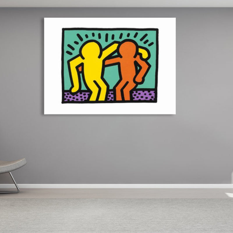 Vivolux | Illustriertes abstraktes Figuren-Canvas in hellen Farben Pop Art Wanddekoration für das Wohnzimmer