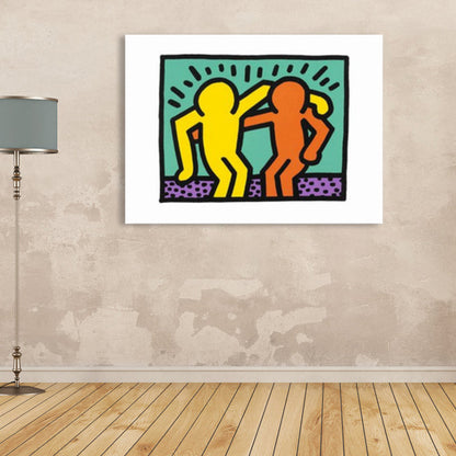 Vivolux | Illustriertes abstraktes Figuren-Canvas in hellen Farben Pop Art Wanddekoration für das Wohnzimmer