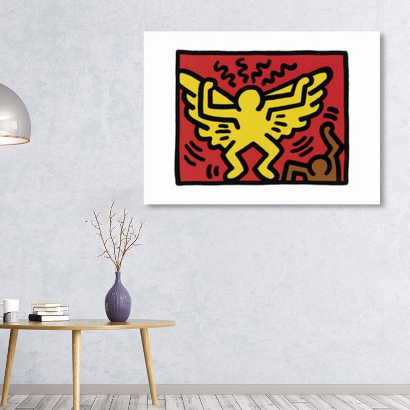 Vivolux | Illustriertes abstraktes Figuren-Canvas in hellen Farben Pop Art Wanddekoration für das Wohnzimmer