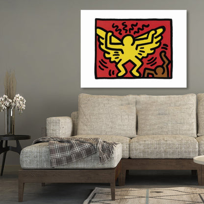 Vivolux | Illustriertes abstraktes Figuren-Canvas in hellen Farben Pop Art Wanddekoration für das Wohnzimmer