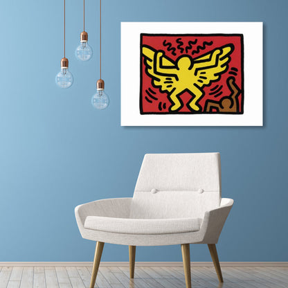 Vivolux | Illustriertes abstraktes Figuren-Canvas in hellen Farben Pop Art Wanddekoration für das Wohnzimmer