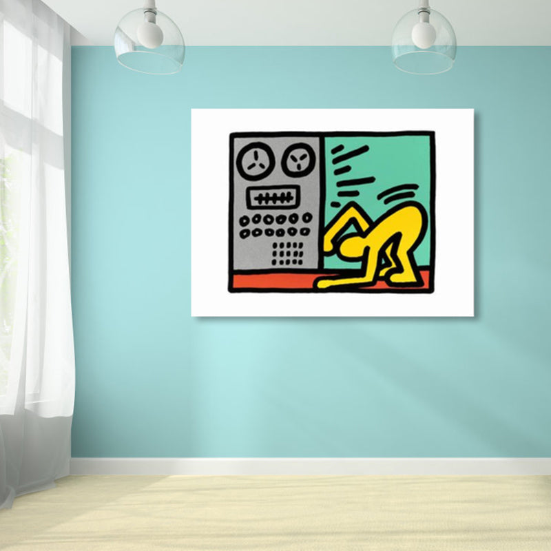 Vivolux | Illustriertes abstraktes Figuren-Canvas in hellen Farben Pop Art Wanddekoration für das Wohnzimmer