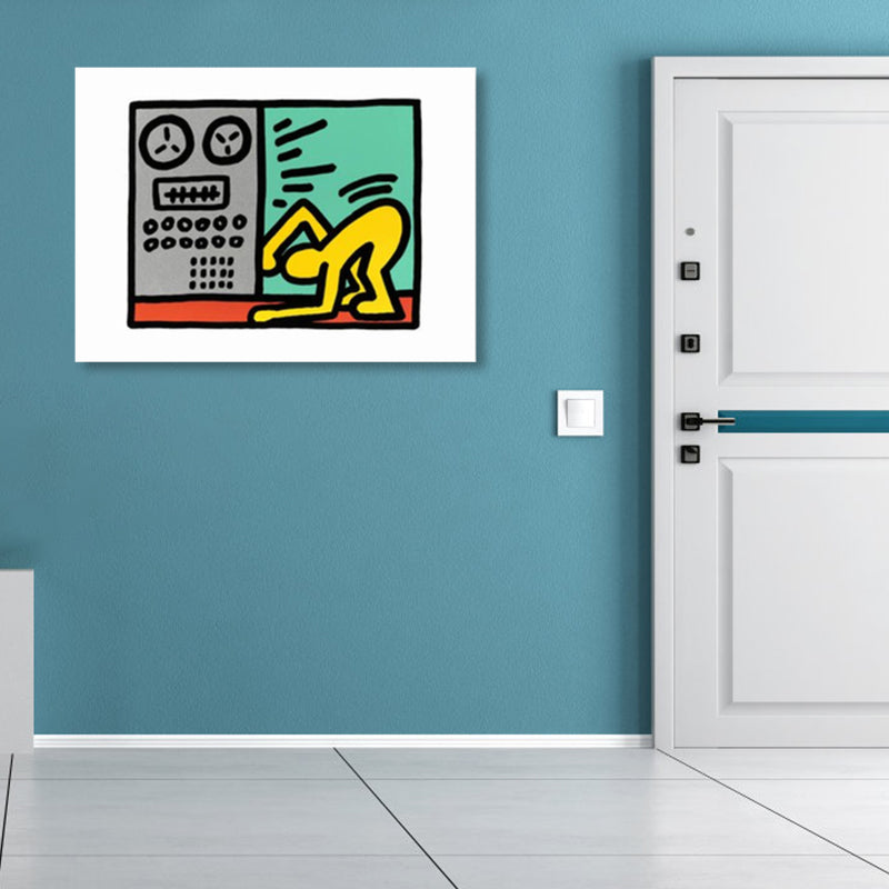 Vivolux | Illustriertes abstraktes Figuren-Canvas in hellen Farben Pop Art Wanddekoration für das Wohnzimmer