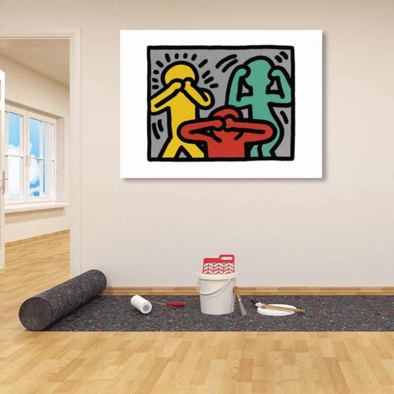 Vivolux | Illustriertes abstraktes Figuren-Canvas in hellen Farben Pop Art Wanddekoration für das Wohnzimmer