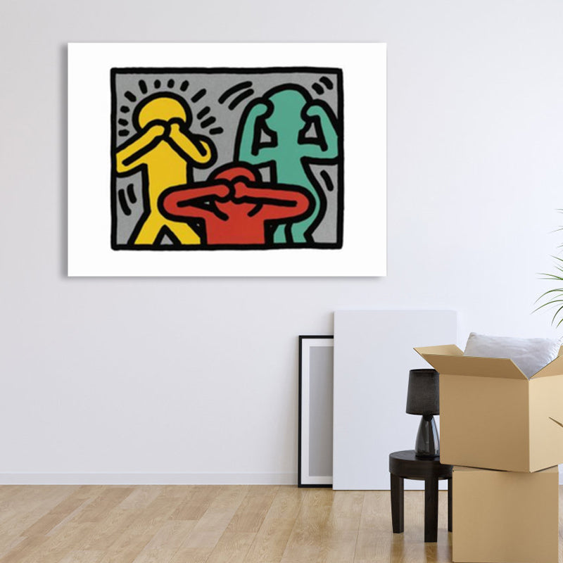 Vivolux | Illustriertes abstraktes Figuren-Canvas in hellen Farben Pop Art Wanddekoration für das Wohnzimmer