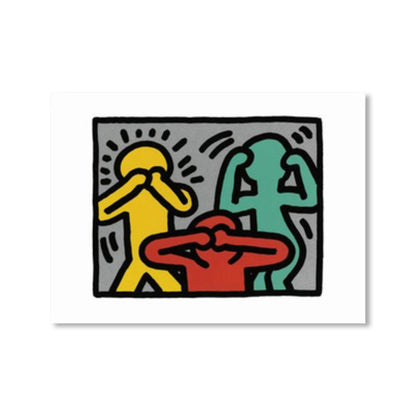 Vivolux | Illustriertes abstraktes Figuren-Canvas in hellen Farben Pop Art Wanddekoration für das Wohnzimmer