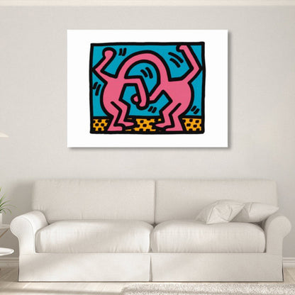 Vivolux | Illustriertes abstraktes Figuren-Canvas in hellen Farben Pop Art Wanddekoration für das Wohnzimmer