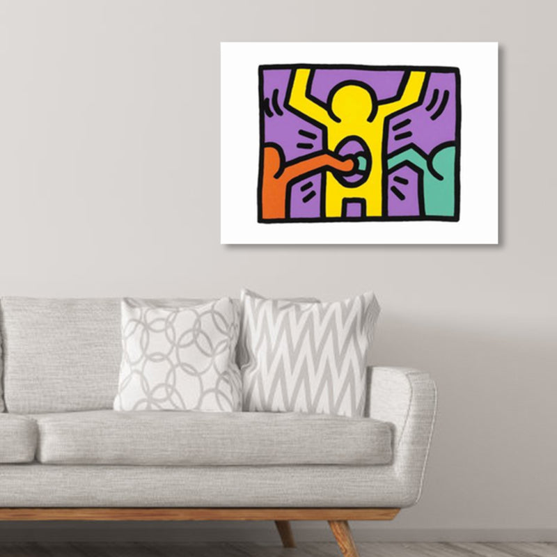 Vivolux | Illustriertes abstraktes Figuren-Canvas in hellen Farben Pop Art Wanddekoration für das Wohnzimmer