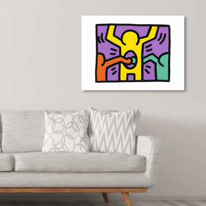 Vivolux | Illustriertes abstraktes Figuren-Canvas in hellen Farben Pop Art Wanddekoration für das Wohnzimmer