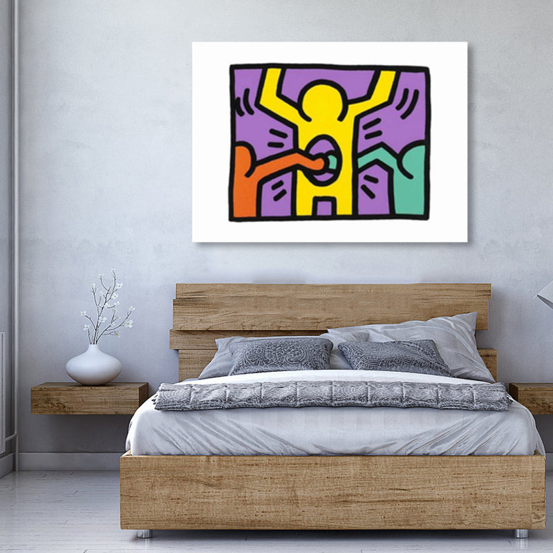 Vivolux | Illustriertes abstraktes Figuren-Canvas in hellen Farben Pop Art Wanddekoration für das Wohnzimmer