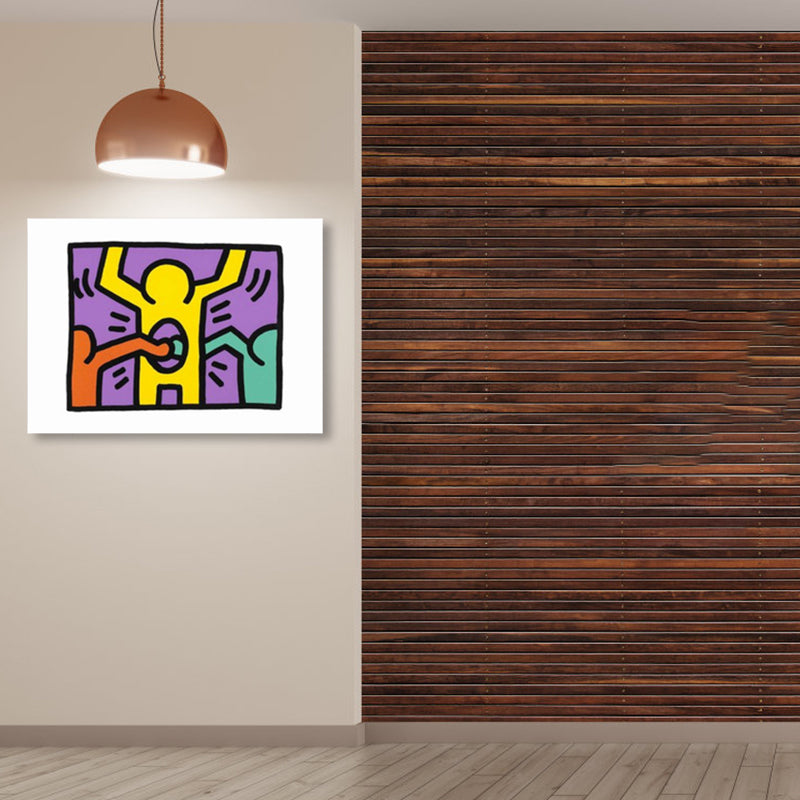 Vivolux | Illustriertes abstraktes Figuren-Canvas in hellen Farben Pop Art Wanddekoration für das Wohnzimmer