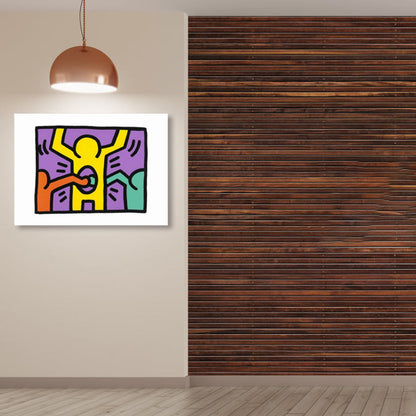 Vivolux | Illustriertes abstraktes Figuren-Canvas in hellen Farben Pop Art Wanddekoration für das Wohnzimmer