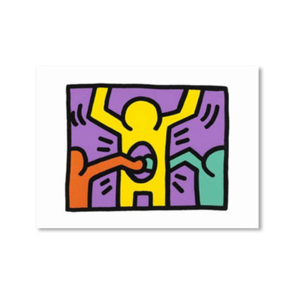 Vivolux | Illustriertes abstraktes Figuren-Canvas in hellen Farben Pop Art Wanddekoration für das Wohnzimmer