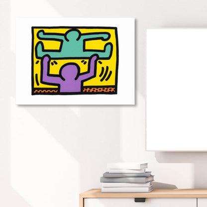 Vivolux | Illustriertes abstraktes Figuren-Canvas in hellen Farben Pop Art Wanddekoration für das Wohnzimmer