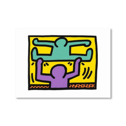 Vivolux | Illustriertes abstraktes Figuren-Canvas in hellen Farben Pop Art Wanddekoration für das Wohnzimmer