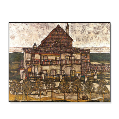 Vivolux | Wohngebäude Ansicht Leinwand Kunst Nouveau Texturiertes Wanddekor in Pastellfarbe für Zuhause