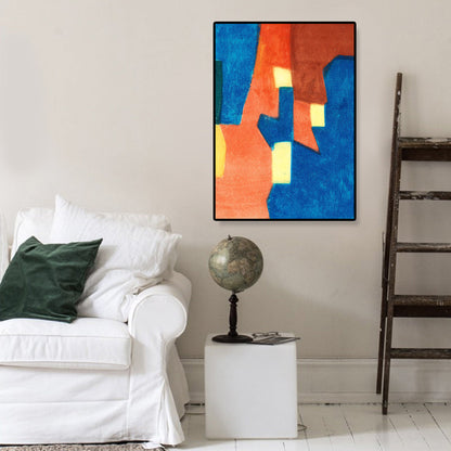 Vivolux | Handgedruckte grafische Leinwandkunst weiche Farbdrucke abstrakte Wanddekoration für das Wohnzimmer