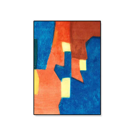 Vivolux | Handgedruckte grafische Leinwandkunst weiche Farbdrucke abstrakte Wanddekoration für das Wohnzimmer