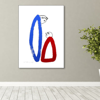 Vivolux | Abstrakte Figuren Wanddekoration Pop Art Texturierte Leinwanddruck in sanften Farben für das Wohnzimmer