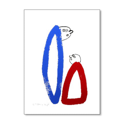 Vivolux | Abstrakte Figuren Wanddekoration Pop Art Texturierte Leinwanddruck in sanften Farben für das Wohnzimmer