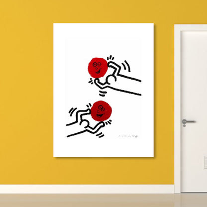 Vivolux | Abstrakte Figuren Wanddekoration Pop Art Texturierte Leinwanddruck in sanften Farben für das Wohnzimmer