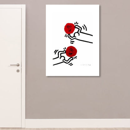 Vivolux | Abstrakte Figuren Wanddekoration Pop Art Texturierte Leinwanddruck in sanften Farben für das Wohnzimmer