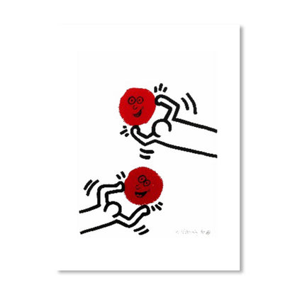 Vivolux | Abstrakte Figuren Wanddekoration Pop Art Texturierte Leinwanddruck in sanften Farben für das Wohnzimmer