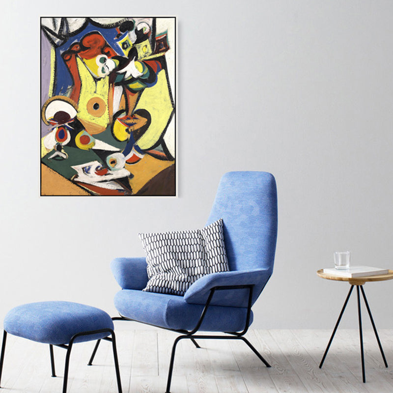 Vivolux | Gemälde Handdruck Leinwand Abstrakter Expressionismus Stil Texturierte Wanddekoration in Gelb für Zuhause