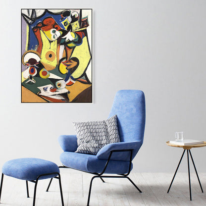 Vivolux | Gemälde Handdruck Leinwand Abstrakter Expressionismus Stil Texturierte Wanddekoration in Gelb für Zuhause