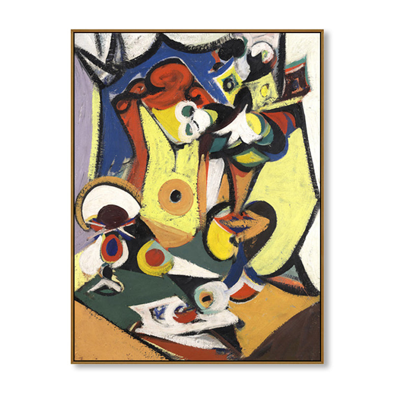 Vivolux | Gemälde Handdruck Leinwand Abstrakter Expressionismus Stil Texturierte Wanddekoration in Gelb für Zuhause