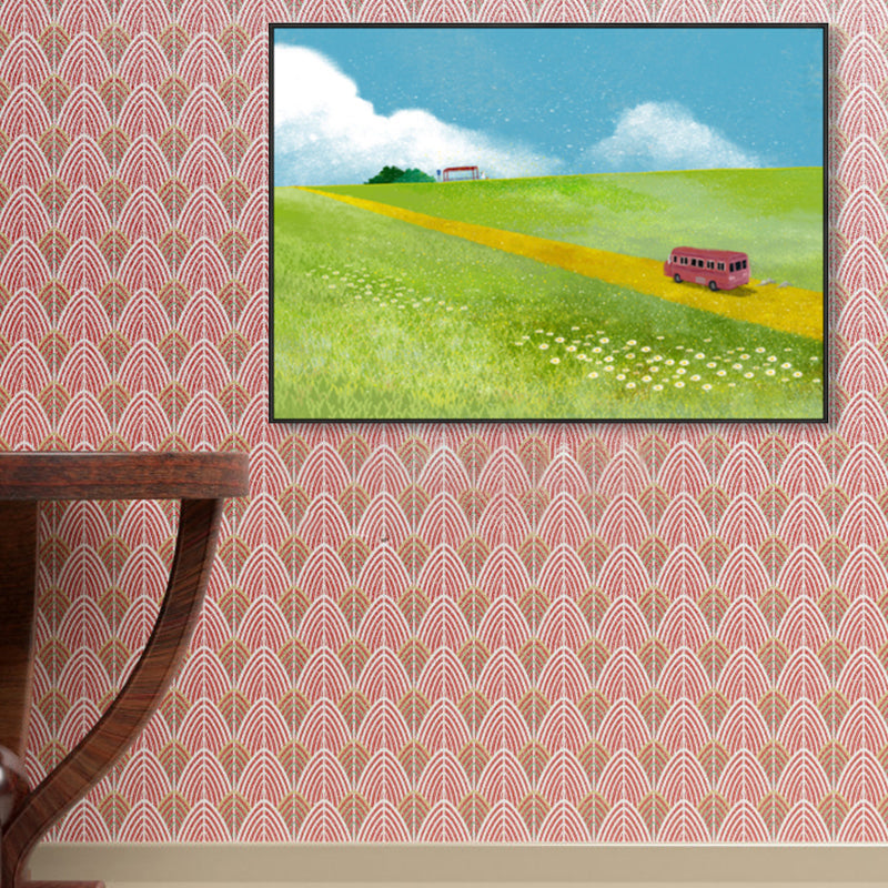 Vivolux | Grünes Frühlingswiesen-Leinwandkunst Texturiertes modernes Arbeitszimmergemälde, verschiedene Größen