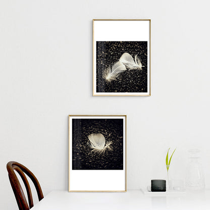 Vivolux | Dunkle Glam Wall Art Print Fotografie Feder Leinwand für Raum, Mehrere Größenoptionen