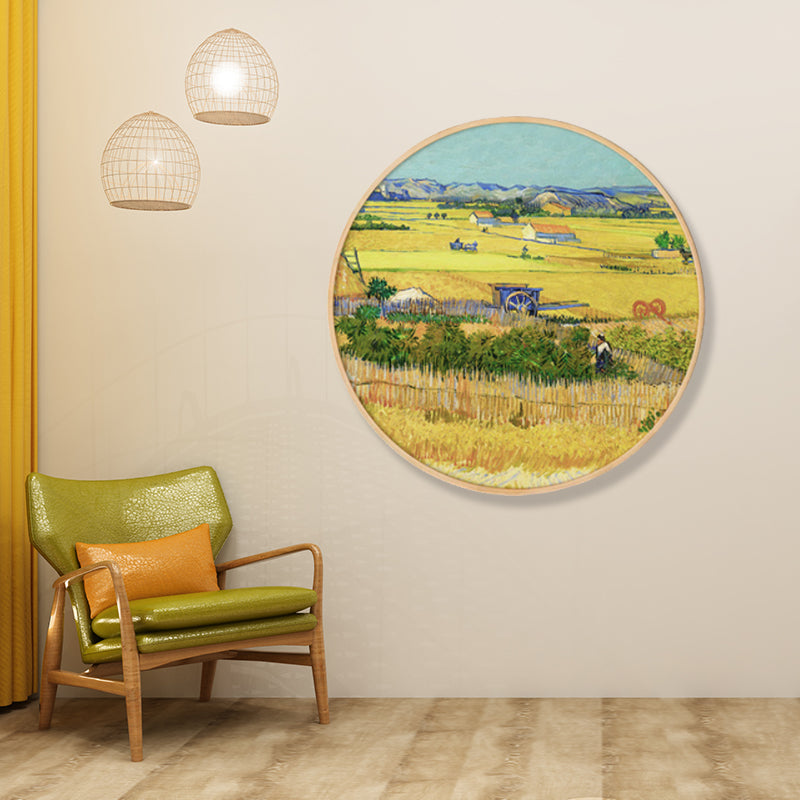 Vivolux | Gemälde Farmfeld Landschaft Kunstdruck Impressionismus Leinwand Wanddekoration in sanften Farben für den Raum