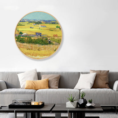 Vivolux | Gemälde Farmfeld Landschaft Kunstdruck Impressionismus Leinwand Wanddekoration in sanften Farben für den Raum