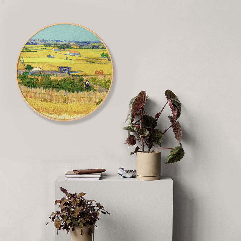 Vivolux | Gemälde Farmfeld Landschaft Kunstdruck Impressionismus Leinwand Wanddekoration in sanften Farben für den Raum